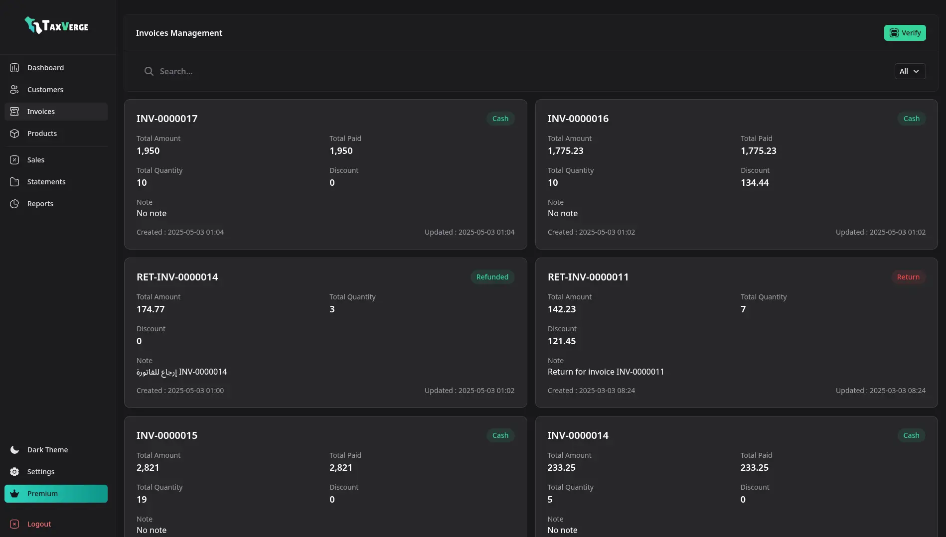 TaxVerge Invoice App